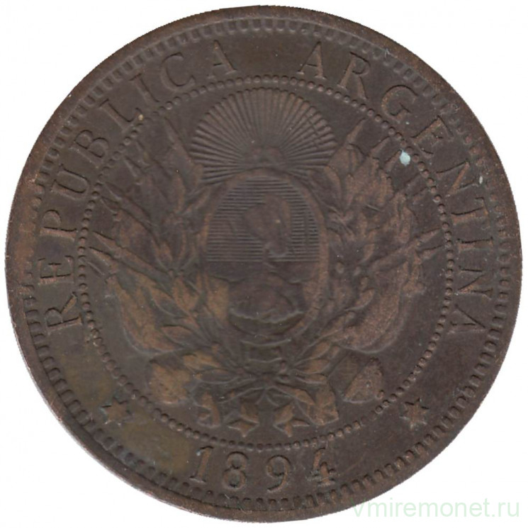 Монета. Аргентина. 2 сентаво 1894 год. 