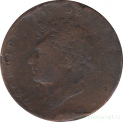 Монета. Великобритания. 1/2 пенни 1827 год.