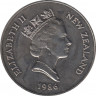 Монета. Новая Зеландия. 1 доллар 1986 год. Какапо. рев.