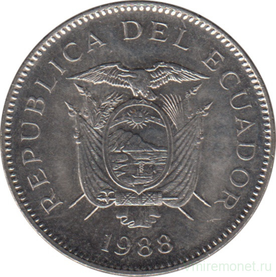 Монета. Эквадор. 5 сукре 1988 год.