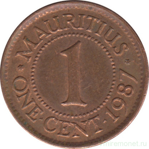 Монета. Маврикий. 1 цент 1987 год.