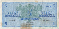 Банкнота. Финляндия. 5 марок 1963 год. Тип 99а(78).