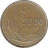Монета. Турция. 5 000 лир 1993 год. ав.