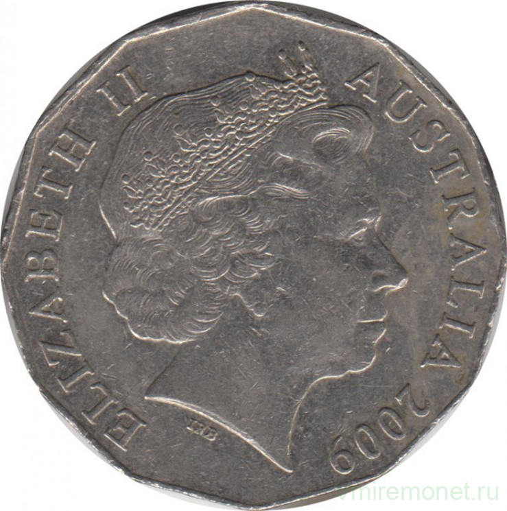 Монета. Австралия. 50 центов 2009 год.