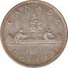 Монета. Канада. 1 доллар 1961 год. ав.