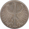 Монета. ФРГ. 5 марок 1971 год. Монетный двор - Карлсруэ (G). рев.
