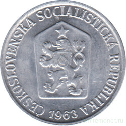 Монета. Чехословакия. 5 геллеров 1963 год.