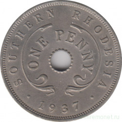 Монета. Южная Родезия. 1 пенни 1937 год.