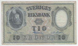 Банкнота. Швеция. 10 крон 1956 год. Тип 43d(5).