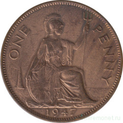 Монета. Великобритания. 1 пенни 1947 год.