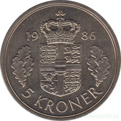 Монета. Дания. 5 крон 1986 год.