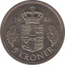 Монета. Дания. 5 крон 1986 год. ав.