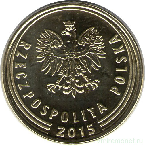 Монета. Польша. 1 грош 2015 год.