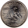 Монета. США. 25 центов 2008 год. Штат № 49 Аляска.