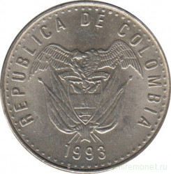 Монета. Колумбия. 50 песо 1993 год.