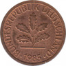  Монета. ФРГ. 1 пфенниг 1985 год. Монетный двор - Карлсруэ (G). ав.