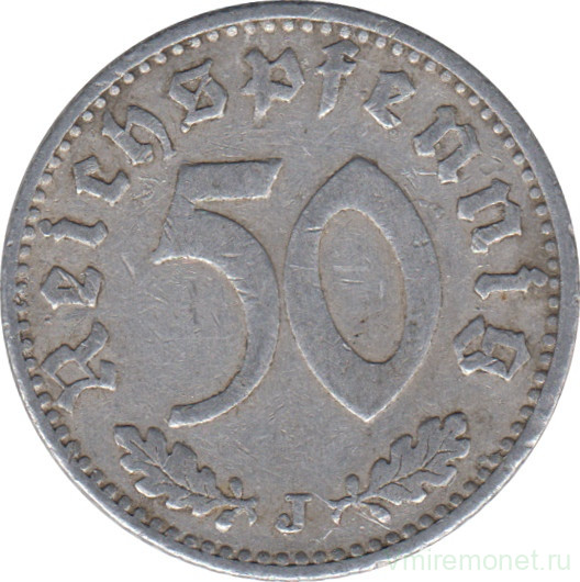 Монета. Германия. Третий Рейх. 50 рейхспфеннигов 1939 год. Монетный двор - Гамбург (J).