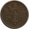 Монета. Польша. Данциг. 2 пфеннига 1923 год. рев