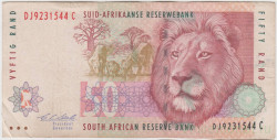 Банкнота. Южно-Африканская республика (ЮАР). 50 рандов 1992 - 1999 года. Тип 125b.