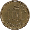 Реверс. Монета. Финляндия. 10 пенни 1968 год.