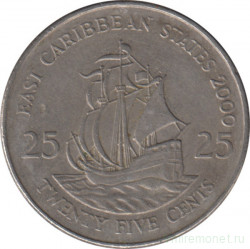Монета. Восточные Карибские государства. 25 центов 2000 год.
