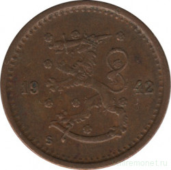 Монета. Финляндия. 50 пенни 1942 год.