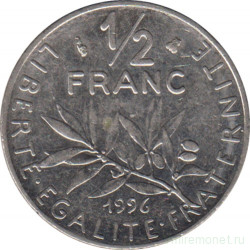 Монета. Франция. 1/2 франка 1996 год.
