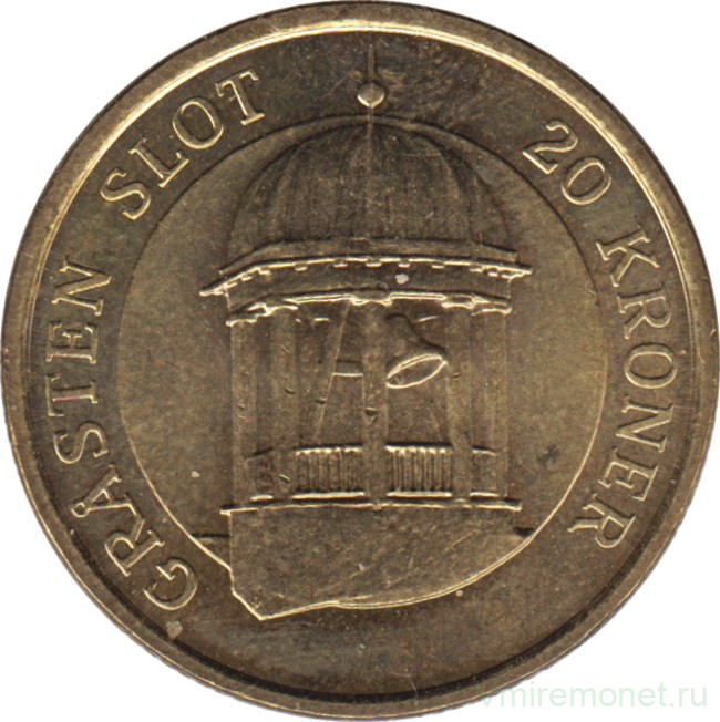 Монета. Дания. 20 крон 2006 год. Колокольня Королевского дворца. Грастен.