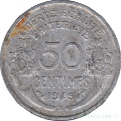 Монета. Франция. 50 сантимов 1945 год. Монетный двор - Бомон-ле-Роже. (B).