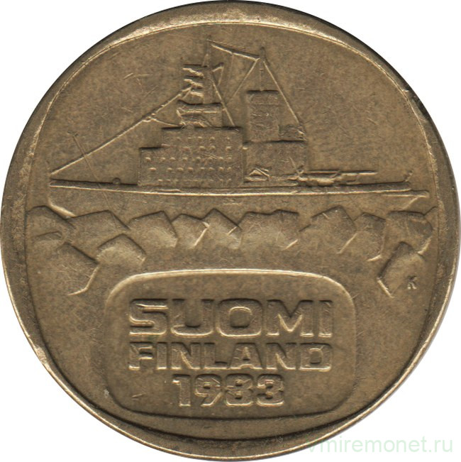 Монета. Финляндия. 5 марок 1983 К год. Ледокол Урхо.