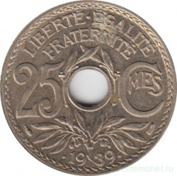 Монета. Франция. 25 сантимов 1939 год.