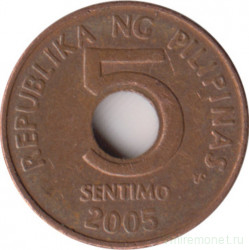 Монета. Филиппины. 5 сентимо 2005 год.