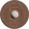 Монета. Филиппины. 5 сентимо 2005 год. ав.