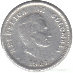 Монета. Колумбия. 10 сентаво 1941 год.