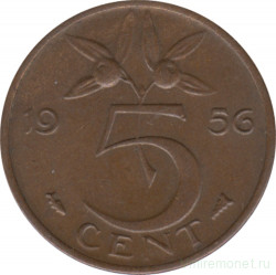 Монета. Нидерланды. 5 центов 1956 год.