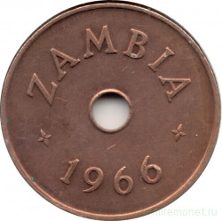 Монета. Замбия. 1 пенни 1966 год.