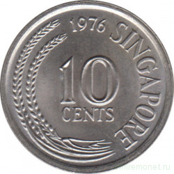 Монета. Сингапур. 10 центов 1976 год.