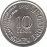 Монета. Сингапур. 10 центов 1976 год. ав.