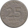 Монета. Тринидад и Тобаго. 25 центов 1967 год. ав.