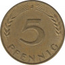 Монета. ФРГ. 5 пфеннигов 1969 год. Монетный двор - Гамбург (J). рев.