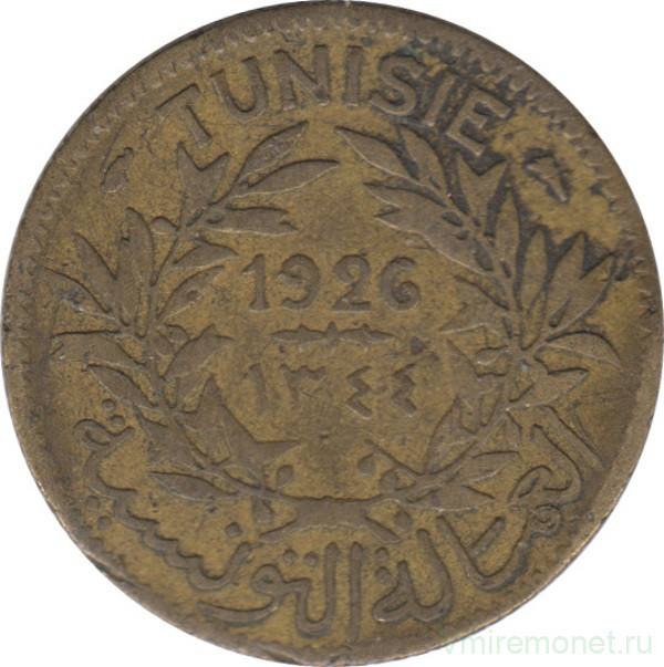 Монета. Тунис. 1 франк 1926 (1344) год.