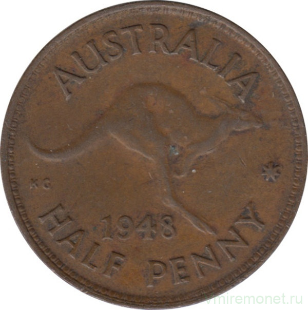 Монета. Австралия. 1/2 пенни 1948 год. 