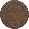 Монета. Австралия. Полпенни 1948 год. Под портретом точка. ав.