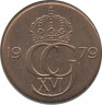 Аверс. Монета. Швеция. 5 эре 1979 год.