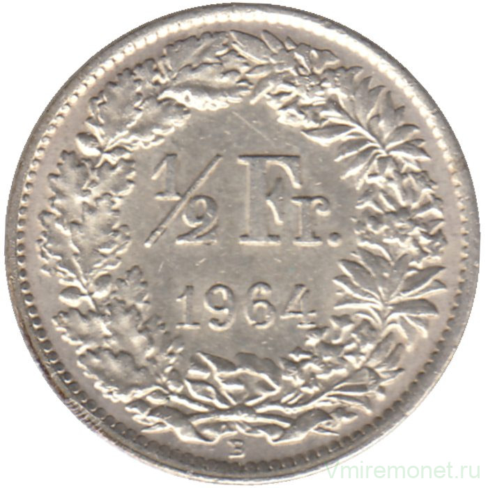 Монета. Швейцария. 1/2 франка 1964 год.