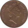 Монета. Новая Зеландия. 1 цент 1987 год. ав.