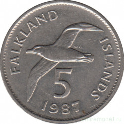 Монета. Фолклендские острова. 5 пенсов 1987 год.