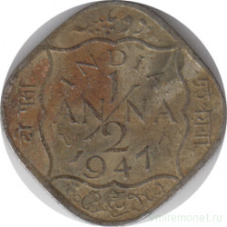 Монета. Индия. 1/2 анны 1947 год.