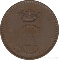 Монета. Дания. 5 эре 1902 год.