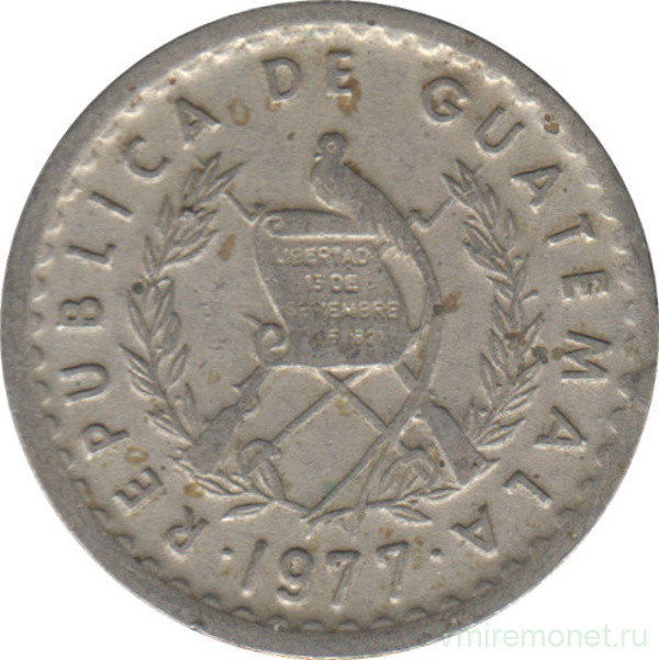 Монета. Гватемала. 10 сентаво 1977 год.